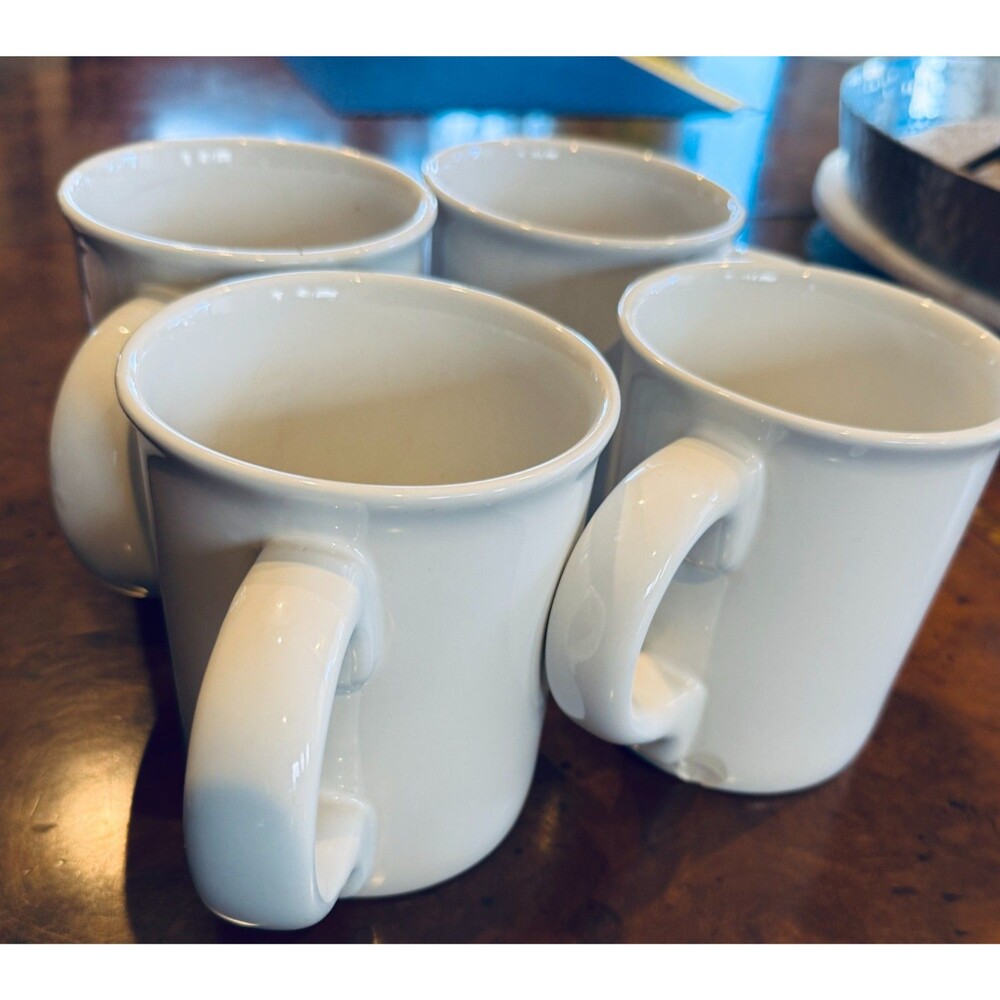 WHITE Stoneware Hot Chocolate Mugs set of 4 Ceramic